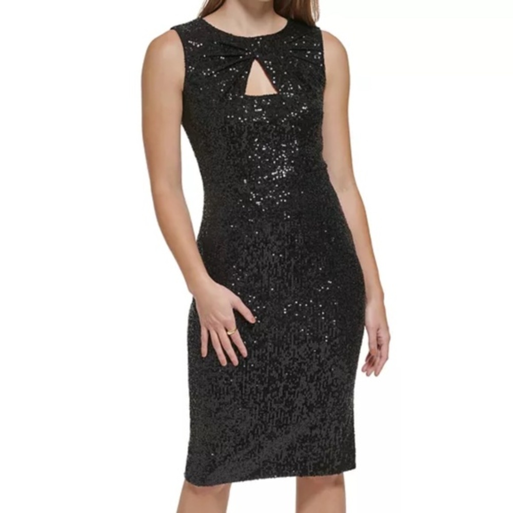 Calvin Klein - Petite‎ Sequin Keyhole Sleeveless Sheath Dress